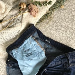 BDG Shorts - BDG Dark Wash Distressed Low Rise Dolphin Shorts BDG Shorts - BDG Dark Wash Distressed Low Rise Dolphin Shorts